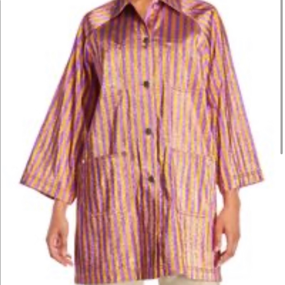 Ter et Bantine lurex striped coat, metallic